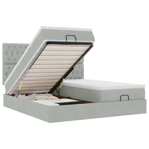 vidaXL Estructura de cama otomana colchones terciopelo gris claro