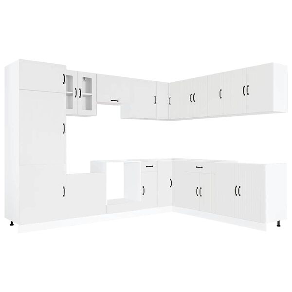 vidaXL Mueble de cocina Lucca blanco 14 piezas madera contrachapada