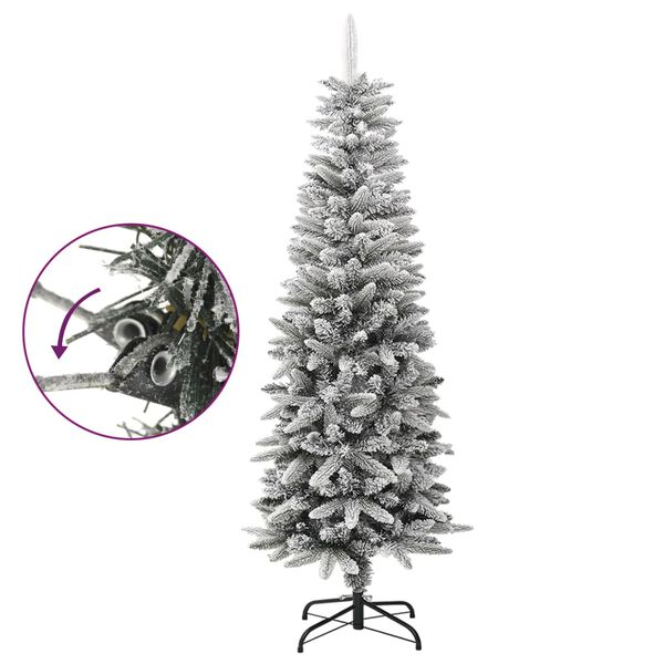 vidaXL &Aacute;rbol de Navidad artificial estrecho con nieve PVC y PE 150 cm