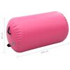 vidaXL Rollo hinchable de gimnasia con bomba PVC rosa 100x60 cm