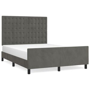 vidaXL Estructura de cama sin colch&oacute;n terciopelo gris oscuro 140x200cm