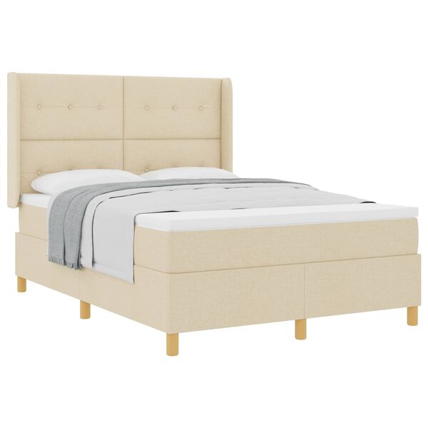 vidaXL Cama tipo Box Spring con colch&oacute;n Crema 140 x 190 cm tela