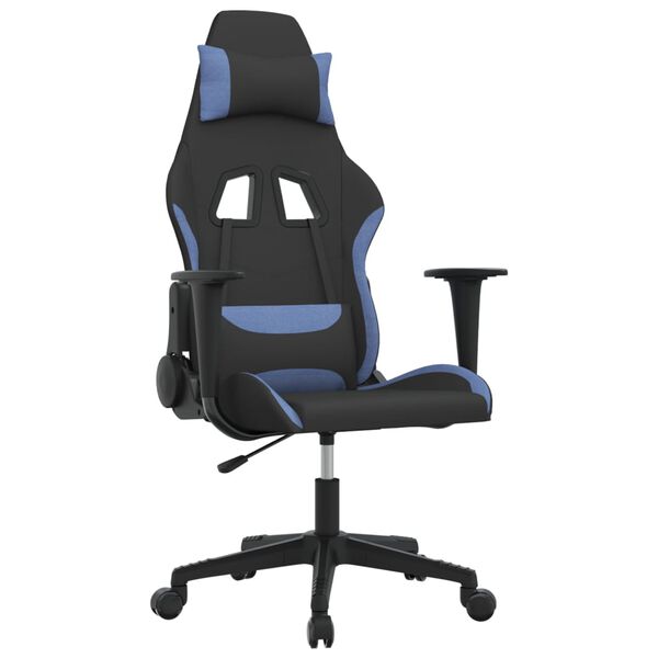 vidaXL Silla gaming tela negro y azul