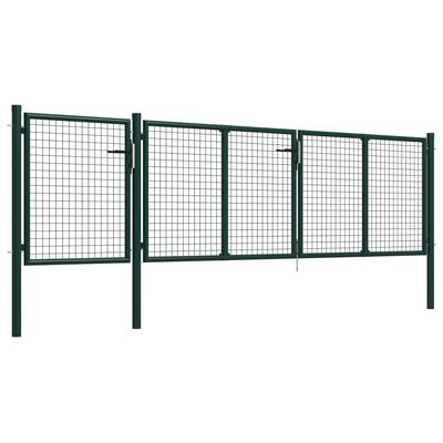 vidaXL Puerta de jardín de acero verde 400x100 cm