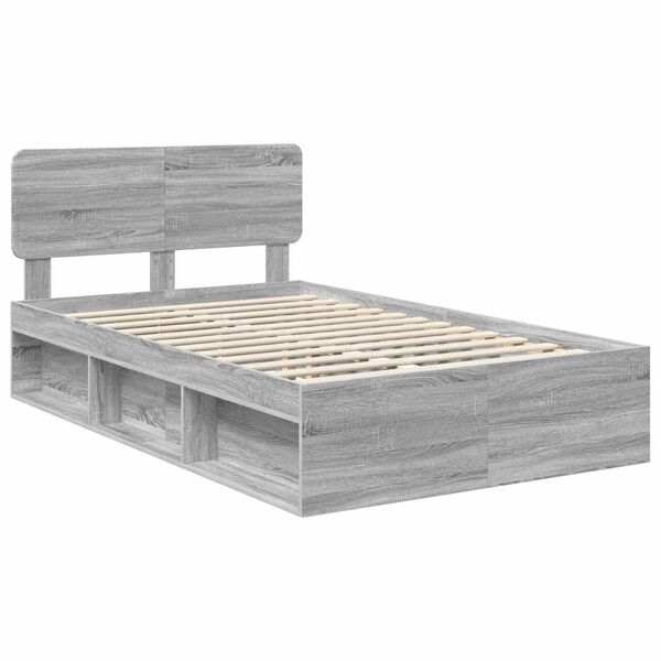vidaXL Estructura de cama con cabecera Gris Sonoma 120 x 200 cm