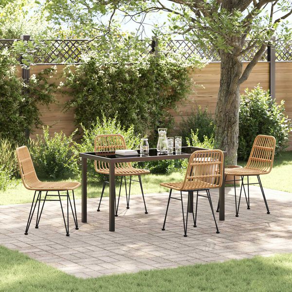 vidaXL Conjunto de Comedor de Jard&iacute;n 5 pcs Marr&oacute;n