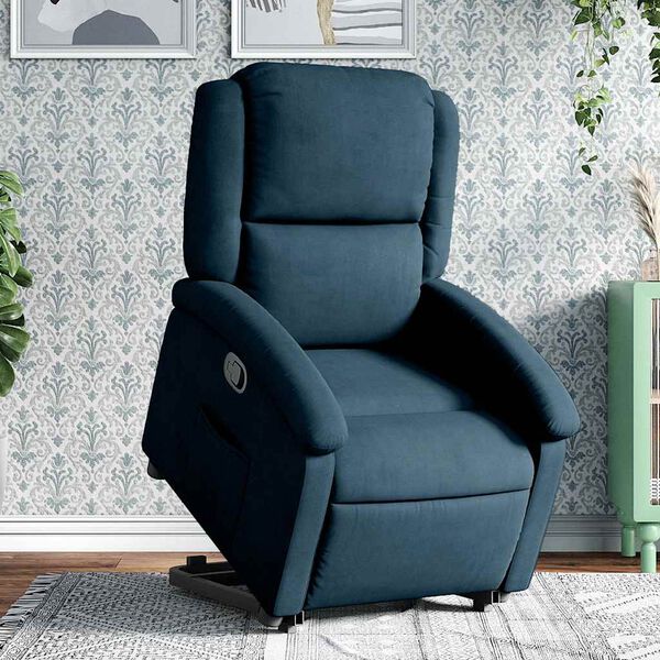 vidaXL Sill&oacute;n reclinable elevable de terciopelo azul