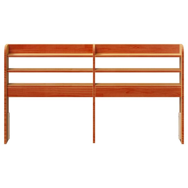 vidaXL Cabecero de cama con estantes madera maciza pino marr&oacute;n 150 cm