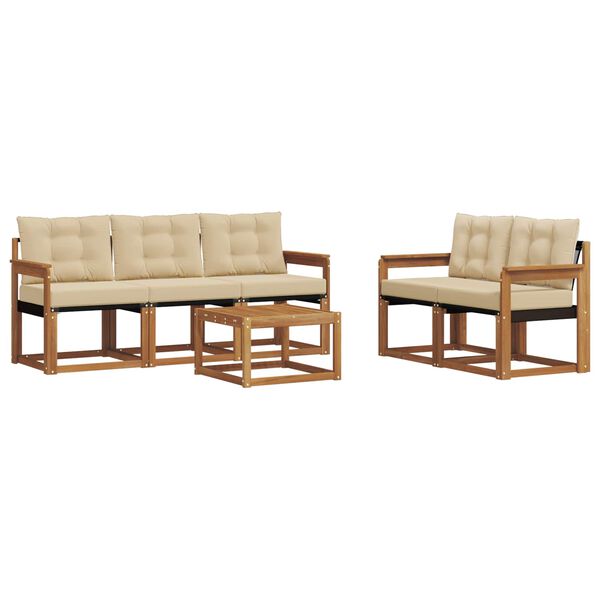 vidaXL Conjunto de sof&aacute;s de exterior con coj&iacute;n 6 pcs Natural y Beige