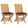 vidaXL Sillas de jardín 2 uds madera de teca con cojines gris taupe