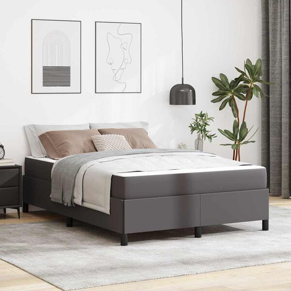 vidaXL Estructura de cama con colch&oacute;n Gris 140 x 190 cm tela