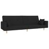 vidaXL Sof&aacute; cama de 2 plazas con dos almohadas tela negro