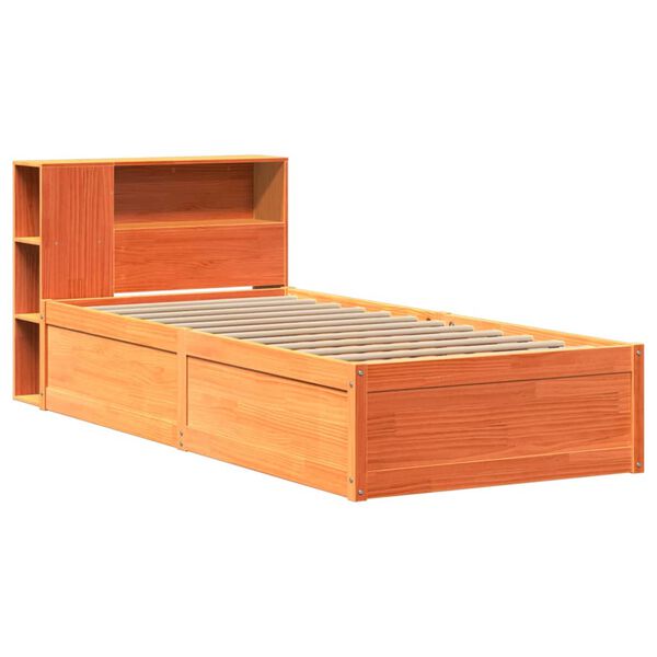 vidaXL Cama sin colch&oacute;n madera maciza de pino marr&oacute;n cera 100x200 cm