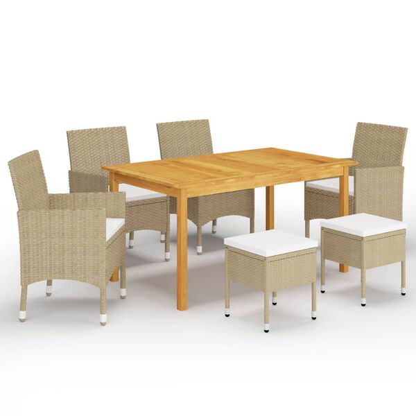 vidaXL Juego de comedor de jardín de 7 piezas beige