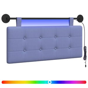 vidaXL Cabecero colgante Con luz LED Azul jeans Tela