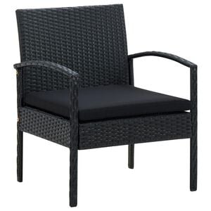 vidaXL Sill&oacute;n de jard&iacute;n con coj&iacute;n rat&aacute;n sint&eacute;tico negro