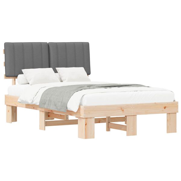 vidaXL Estructura de Cama con Cabecera Tapizada Gris Claro
