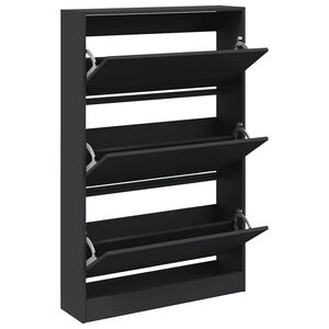 vidaXL Zapatero de madera de ingenier&iacute;a negro 80x21x125,5 cm