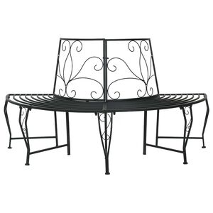 vidaXL Banco de &Aacute;rbol 4-N&uacute;mero de plazas 160 x 80 x 89 cm Acero Negro