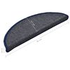 vidaXL Felpudos para escaleras (15 unidades, 56 x 17 x 3 cm, gris oscuro y azul, semicirculares)