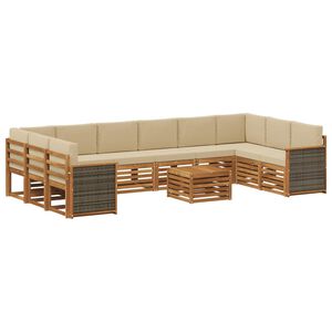 vidaXL Conjunto de sof&aacute;s de exterior con coj&iacute;n 8 pcs Natural
