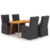 vidaXL Juego de comedor para jard&iacute;n 5 piezas negro