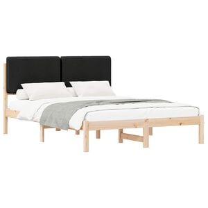 vidaXL Estructura de Cama con Cabecera Tapizada Negro 140 x 200 cm