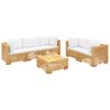 vidaXL Juego muebles de jard&iacute;n 6 piezas y cojines madera maciza teca