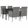 vidaXL Juego de comedor jard&iacute;n 5 pzas rat&aacute;n sint&eacute;tico acero gris negro