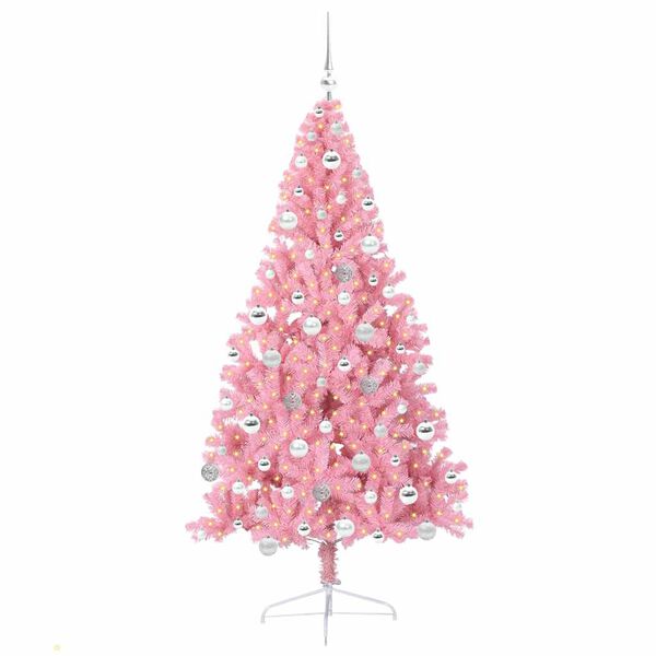 vidaXL &Aacute;rbol de Navidad Artificial Preiluminado Rosa 180 cm PVC