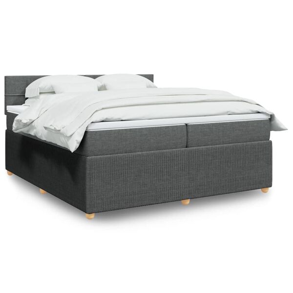 vidaXL Cama box spring con colch&oacute;n tela gris oscuro 200x200 cm