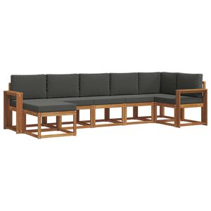 vidaXL Conjunto de sof&aacute;s de exterior 7 pcs Natural y Antracita