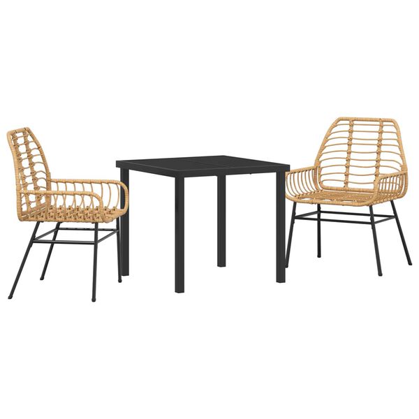 vidaXL Conjunto de Comedor de Jardín 3 pcs Marrón ratán sintético