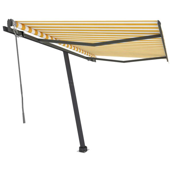 vidaXL Toldo de pie autom&aacute;tico amarillo y blanco 350x250 cm