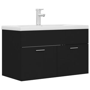vidaXL Mueble con lavabo madera de ingenier&iacute;a negro