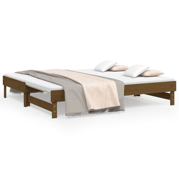vidaXL Sof&aacute; cama extra&iacute;ble madera maciza pino marr&oacute;n miel 2x(75x190)cm