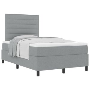 vidaXL Cama tipo Box Spring con colch&oacute;n Gris Claro 120 x 200 cm tela