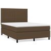 vidaXL Cama box spring con colch&oacute;n tela marr&oacute;n oscuro 140x190 cm