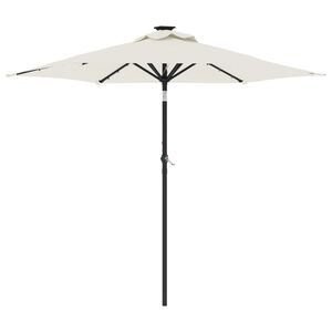 vidaXL Sombrilla jard&iacute;n con luces LED poste acero blanca 225x225x212cm