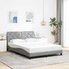 vidaXL Estructura de cama sin colch&oacute;n tela gris claro 140x190 cm