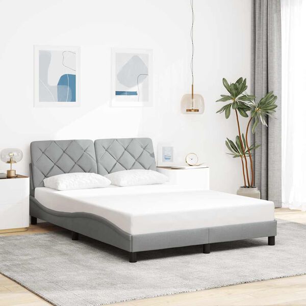 vidaXL Estructura de cama sin colch&oacute;n tela gris claro 140x190 cm