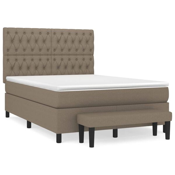vidaXL Cama box spring con colch&oacute;n tela gris taupe 140x190 cm