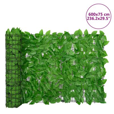 vidaXL Valla de privacidad de balcón de hojas verde 600x75 cm
