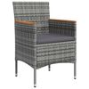 vidaXL Juego de comedor para jard&iacute;n 5 piezas con cojines gris y negro