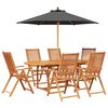 vidaXL Conjunto de comedor exterior con parasol 8 uds.
