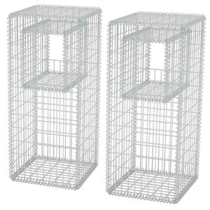 vidaXL Cesta poste/jardinera de gaviones 2 unidades acero 50x50x120 cm
