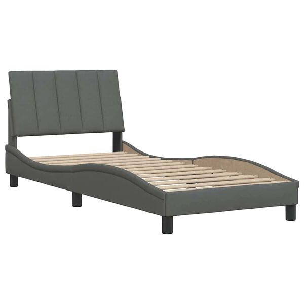 vidaXL Estructura de cama sin colch&oacute;n Hanko tela gris oscuro 80x200 cm