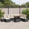 vidaXL Conjunto de sof&aacute; de jard&iacute;n 9 pcs Negro Polirat&aacute;n