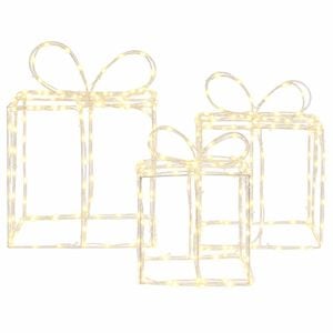 vidaXL Cajas de regalo de Navidad con luces LOVIISA 3 uds. 360 LED