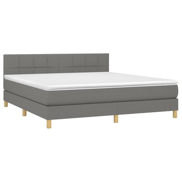 vidaXL Cama box spring con colch&oacute;n tela gris oscuro 180x200 cm